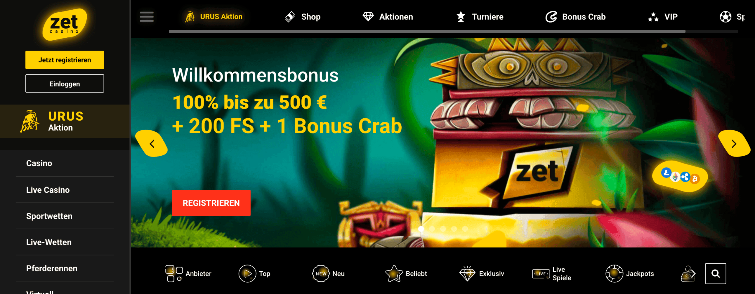 ZetCasino Homepage ZetCasino Homepage